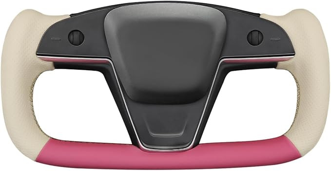 MEWANT Hand Stitched Pink&Beige PU Leather Steering Wheel Cover Wrap for Tesla Model S 2021-2023 ... | Amazon (US)