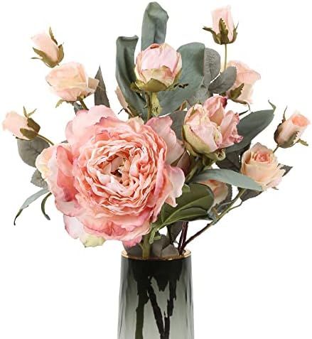 Amazon.com: 3PCS Vintage Artificial Peony Flowers Bouquet,17 Heads Purple Fake Dried Peony Silk R... | Amazon (US)