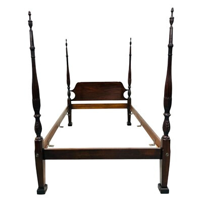 Vintage Quality Queen Size Carved Mahogany Poster Bed | eBay US