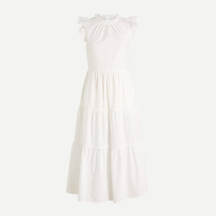 Tiered ruffle-sleeve cotton poplin dress | J. Crew US