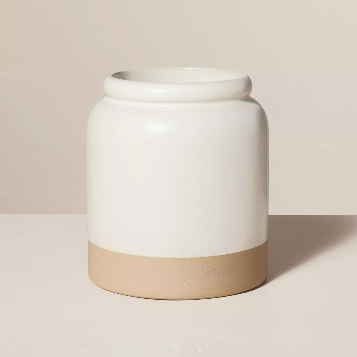 Stoneware Crock Utensil Holder Cream/Clay - Hearth & Hand™ with Magnolia | Target