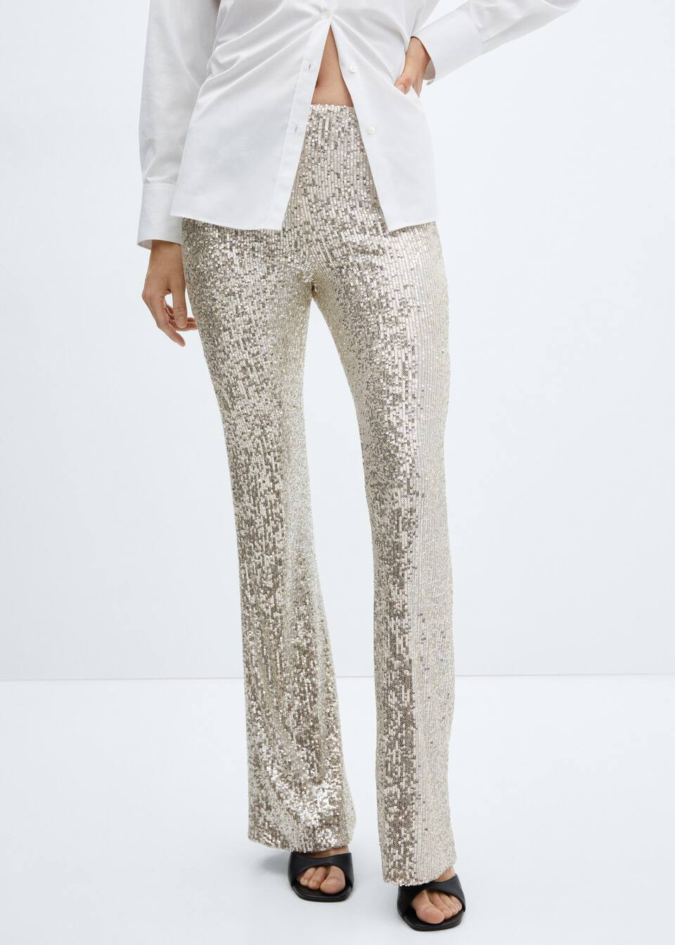 Sequin flared trousers -  Women | Mango USA | MANGO (US)