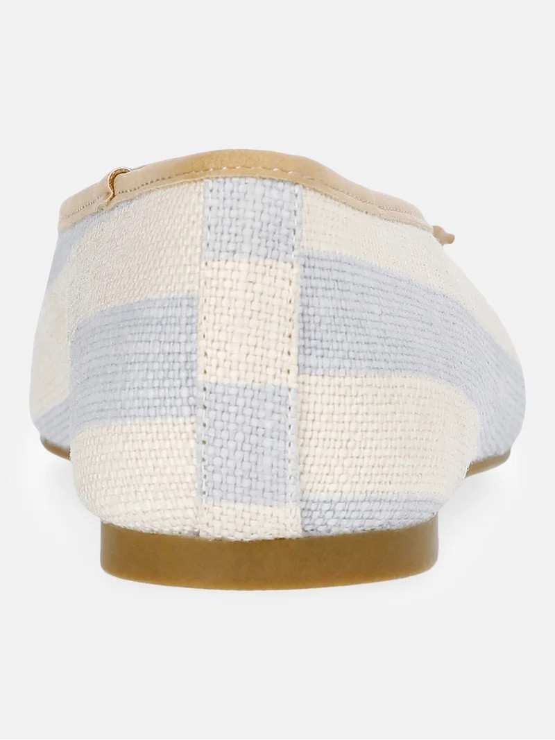 Free Assembly Women's Raffia Striped Ballet Flats with Bow | Walmart (US)