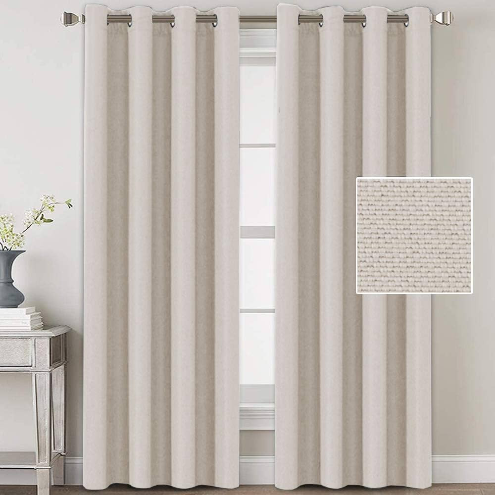 H.VERSAILTEX Ivory Linen Curtains Black Out Curtains for Bedroom Windows Noise Reducing Thermal Insu | Amazon (US)