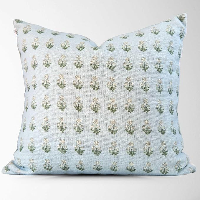 Arabella Block Print Pillow Cover – 100% Cotton Designer Throw Pillow Cover – Luxury Decorati... | Amazon (US)