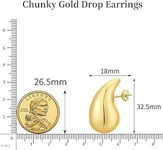 Apsvo Chunky Gold Hoop Earrings for Women, Dupes Earrings Lightweight Waterdrop Hollow Open Hoops... | Amazon (US)