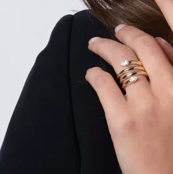 SPIRAL PEAR RING GOLD | Fallon Jewelry