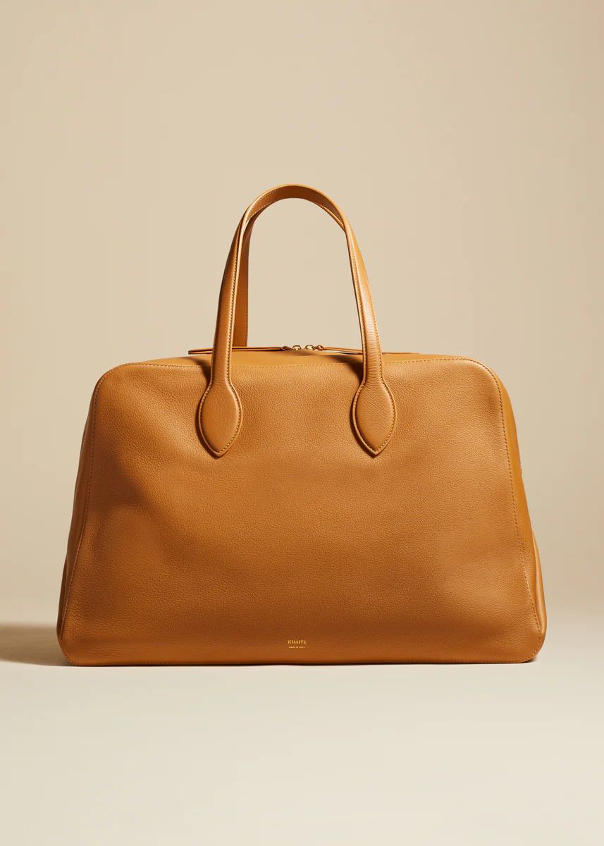 The Large Maeve Weekender Bag in Nougat Pebbled Leather | Khaite
