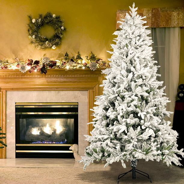 Segmart Green Premium Snow Flocked Hinged Full Pine Artificial Christmas Tree, with 1100 Tips inc... | Walmart (US)