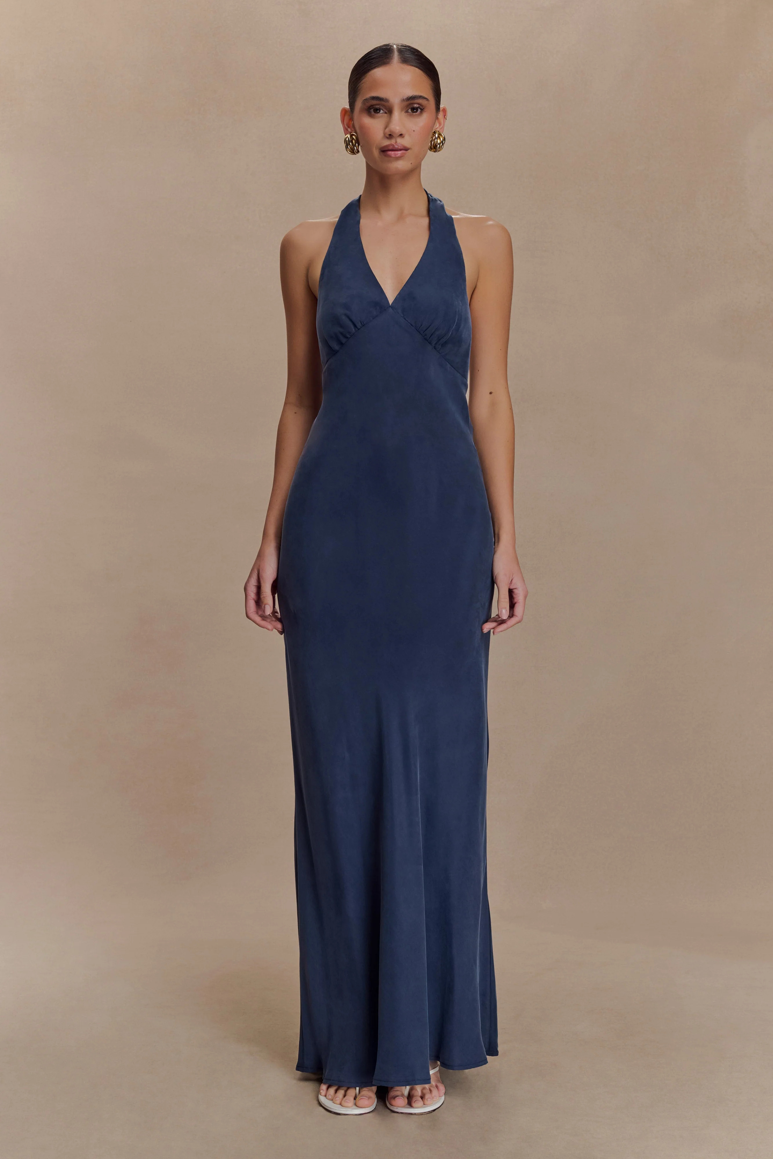 Louisiana Halter Maxi Dress - Navy | MESHKI US