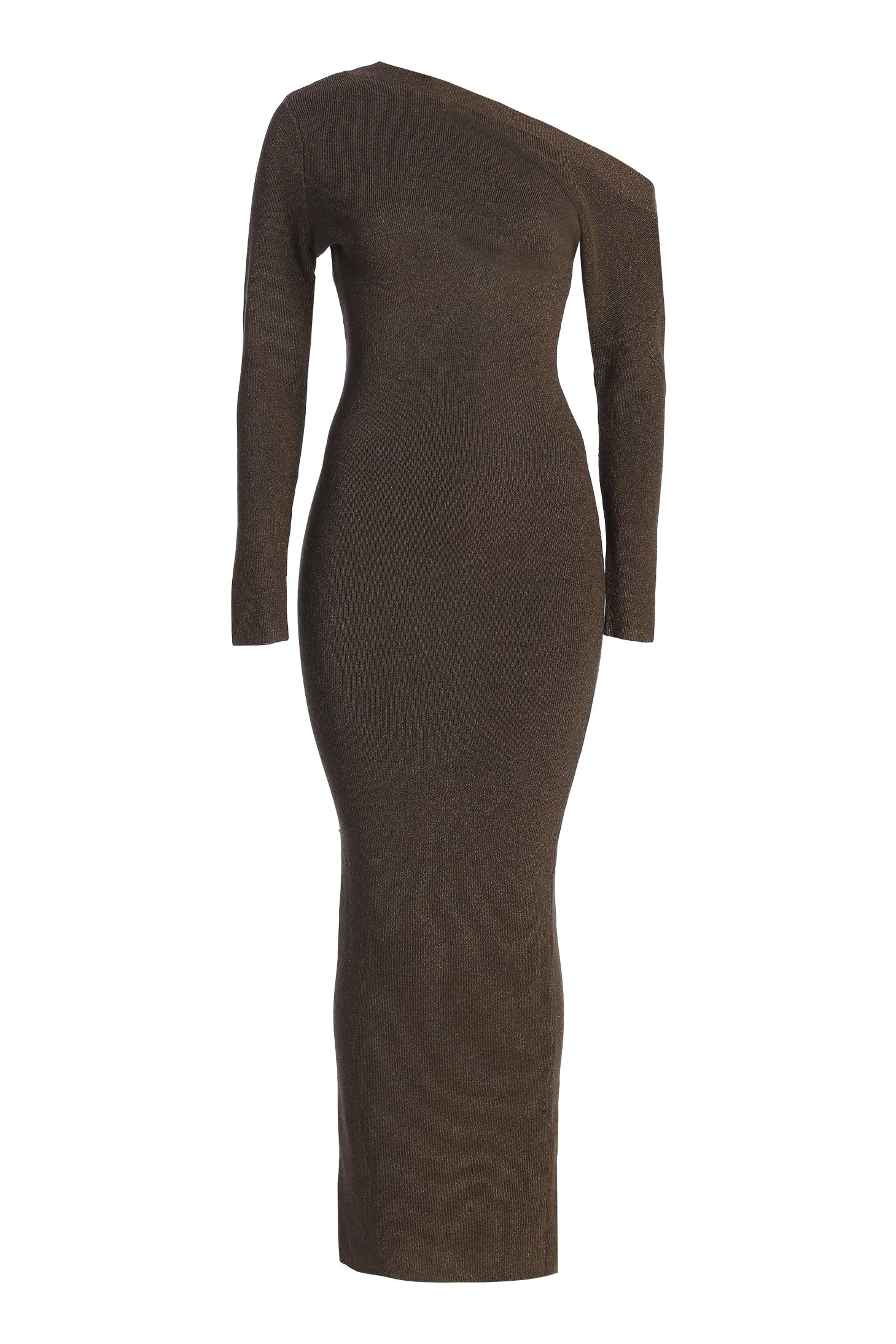 Bronze Night Shimmers Asymmetrical Maxi Dress | JLUXLABEL