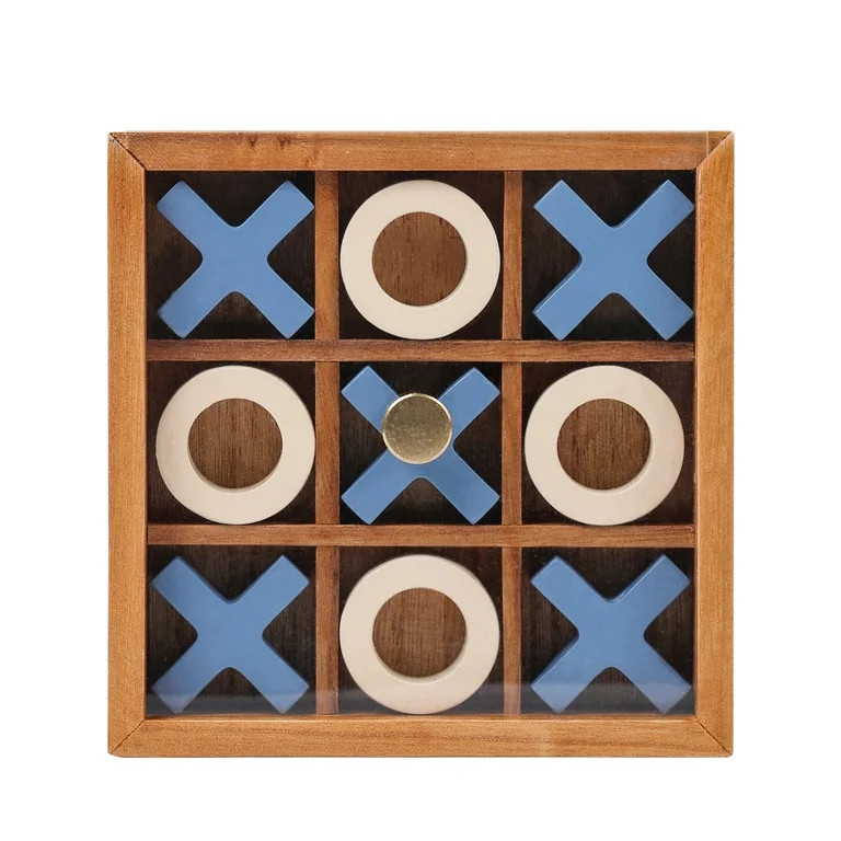 Mainstays By Becky G. & Alejandra Wood Tic Tac Toe Tabletop Decoration, Blue & Natural | Walmart (US)