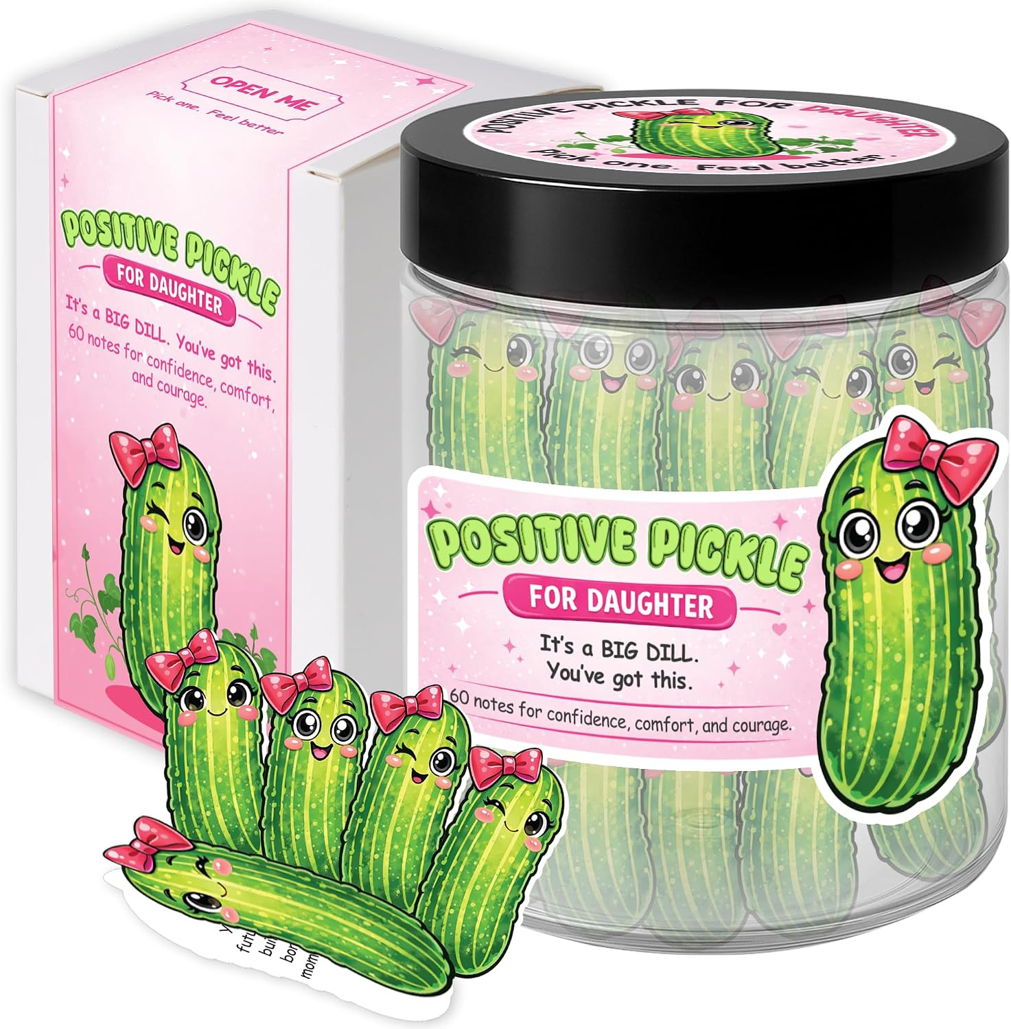 Positive Pickle Jar for Daughter, 60 Affirmation Cards for Teen Girls, Encouragement Gifts for Daughter, Emotional Support Gift, Confidence & Anxiety Relief Jar, Birthday Gift for Girls | Amazon (US)