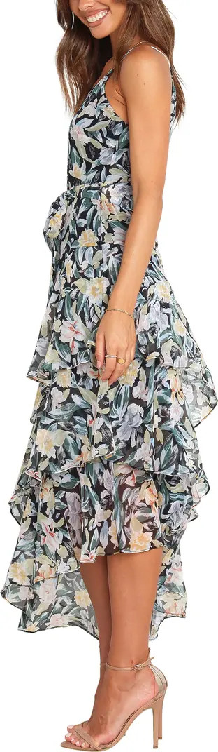 Amren Floral One-Shoulder Tiered Asymmetric Dress | Nordstrom