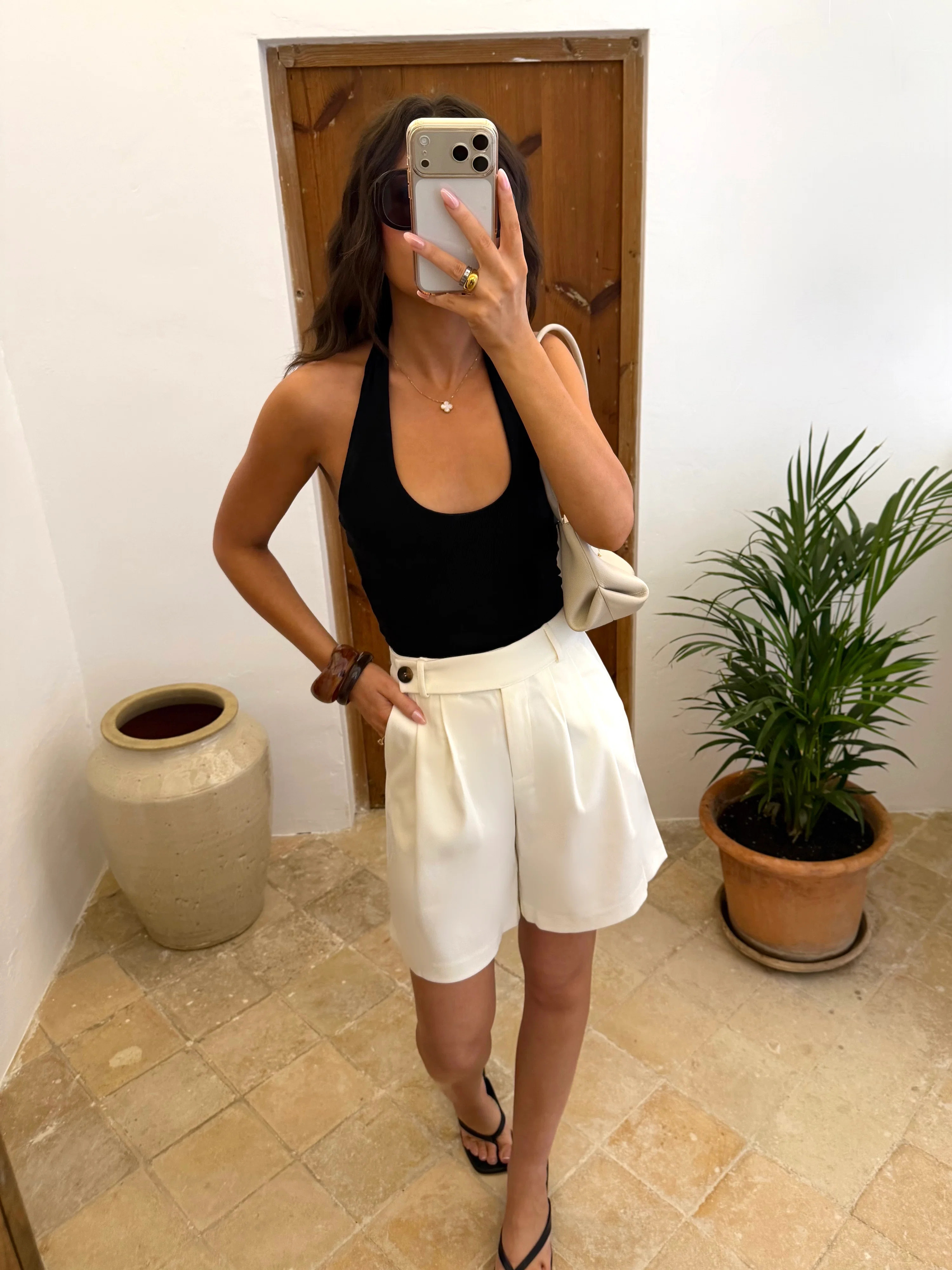 Amelise Bermuda Shorts - Cream | Pretty Lavish (UK)