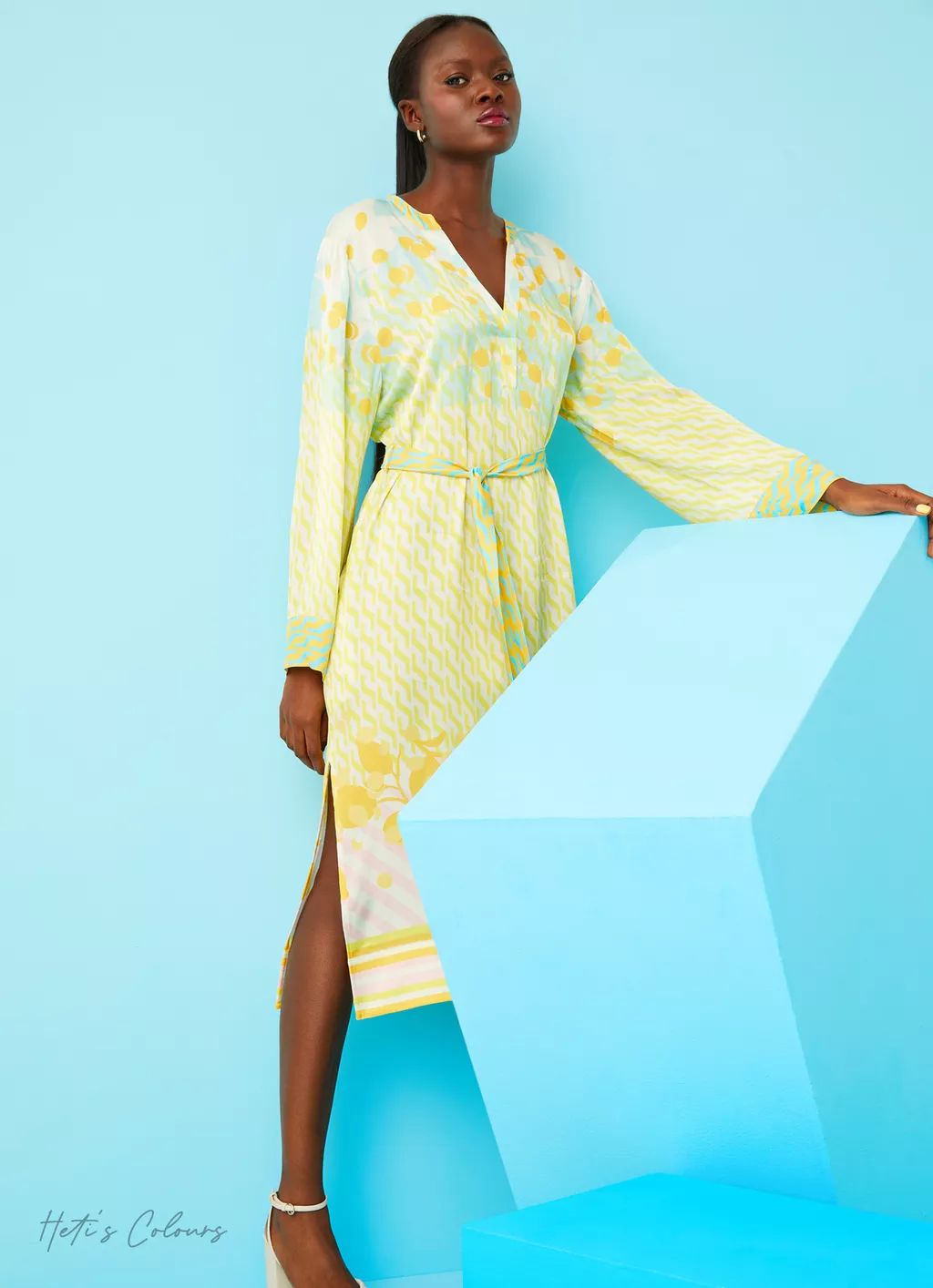 Sophia Yellow and Green Lemon Print Kaftan Dress | Resort | Collections | L.K.Bennett, London | L.K. Bennett (UK)
