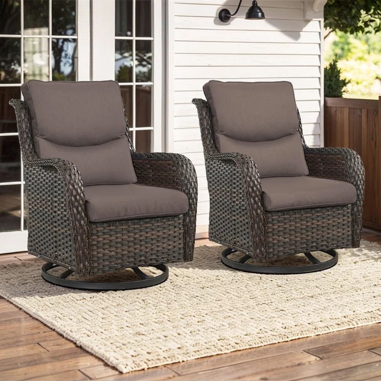 Gymojoy Outdoor Rocking Chair Set of 2, All Weather Wicker Patio Furniture Set Outdoor Swivel Gli... | Walmart (US)