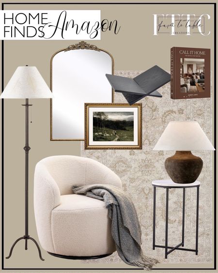 Amazon Home Finds. Follow @farmtotablecreations on Instagram for more inspiration.

Swivel Barrel Chair, 360° Small Single Sofa Armchair Comfy Round Sofa Chair, Boucle Chairs. Cal Lighting BO-903FL Iron Floor Lamp with Pull Chain, Matte Black.  TECHMILLY Round End Table, Faux Marble Sofa Side Table with Metal Frame, Modern Nightstand. Troy Lighting Calabria - 20.5 Inch Table Lamp with Shade. ARPEOTCY Vintage Gold Framed Wall Art. Micasso Antique French Vintage Arched Mirror. Loloi II Odette Collection ODT-03 Ivory/Beige Area Rug. Honygebia Solid Wood Book Stands - Cross Frame Black Oak Wooden Book Holder. Call It Home: The Details That Matter Coffee Table Book. 

Amazon Home. Amazon Home Finds. Budget Friendly Finds. Amazon Limited Time Deals. 




#LTKFindsUnder50 #LTKHome #LTKSaleAlert