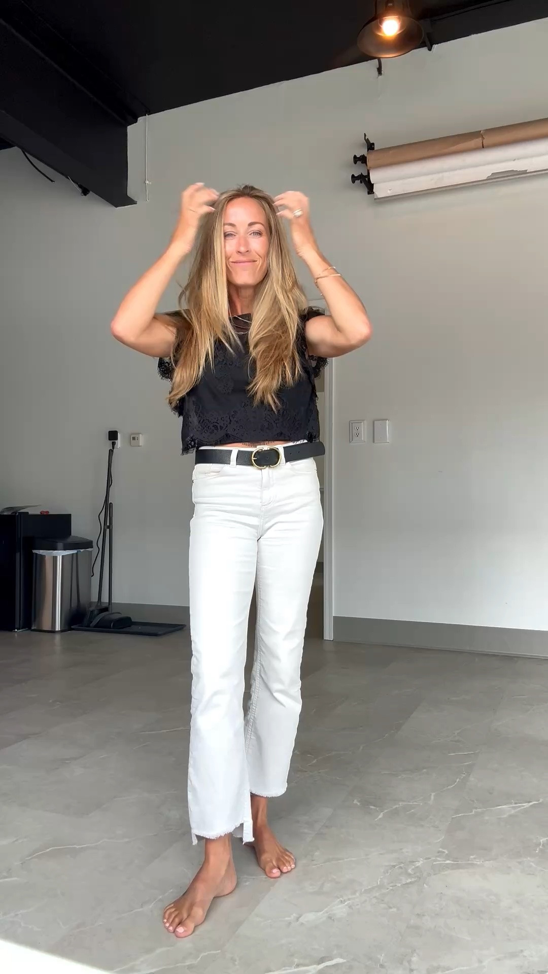 Work but cute! Love these jeans they feel so soft and comfy. Little stretch. And this Free People lace top has just the right amount of cuteness!

#LTKootd #LTKOver40 #LTKWorkwear