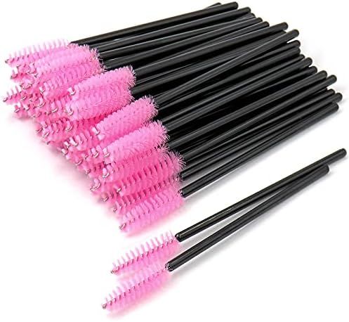 GreenLife 50 pcs Multicolor Disposable Eyelash Brush Mascara Wands Applicator (Black-Pink) | Amazon (US)
