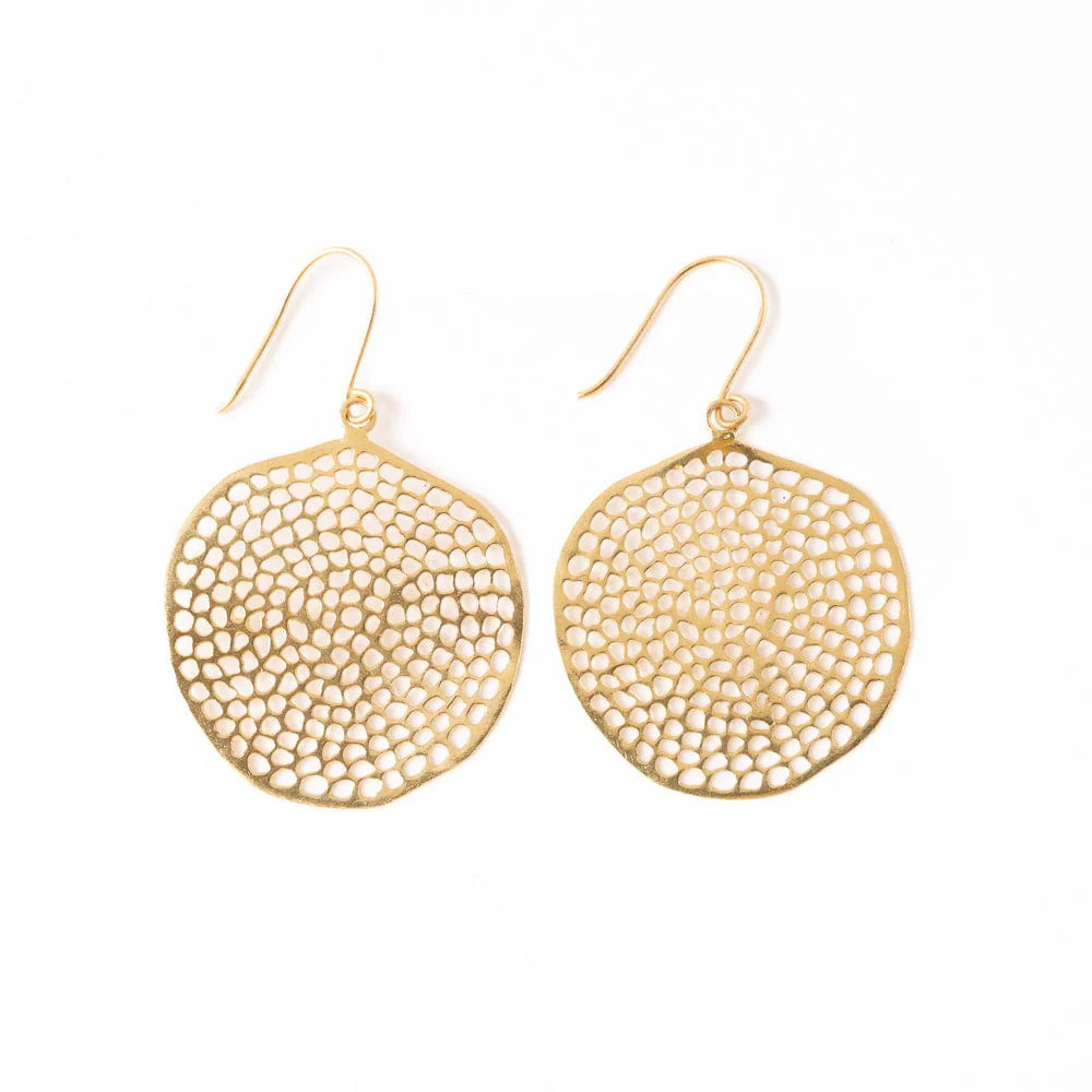 Gretchen Large Circle with Holes Earrings Brass | INK+ALLOY