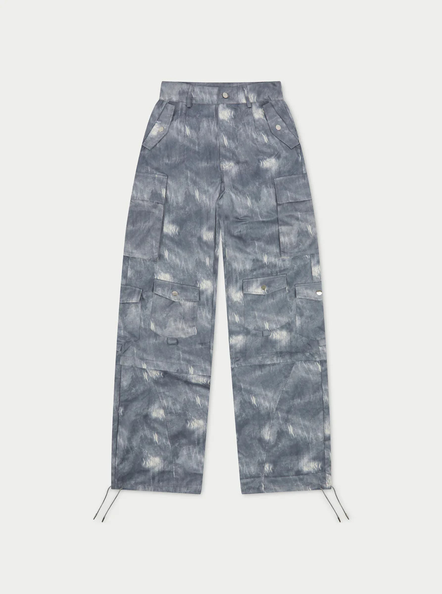 OVERSIZED TIE HEM CARGO PANTS - GREY | The Couture Club
