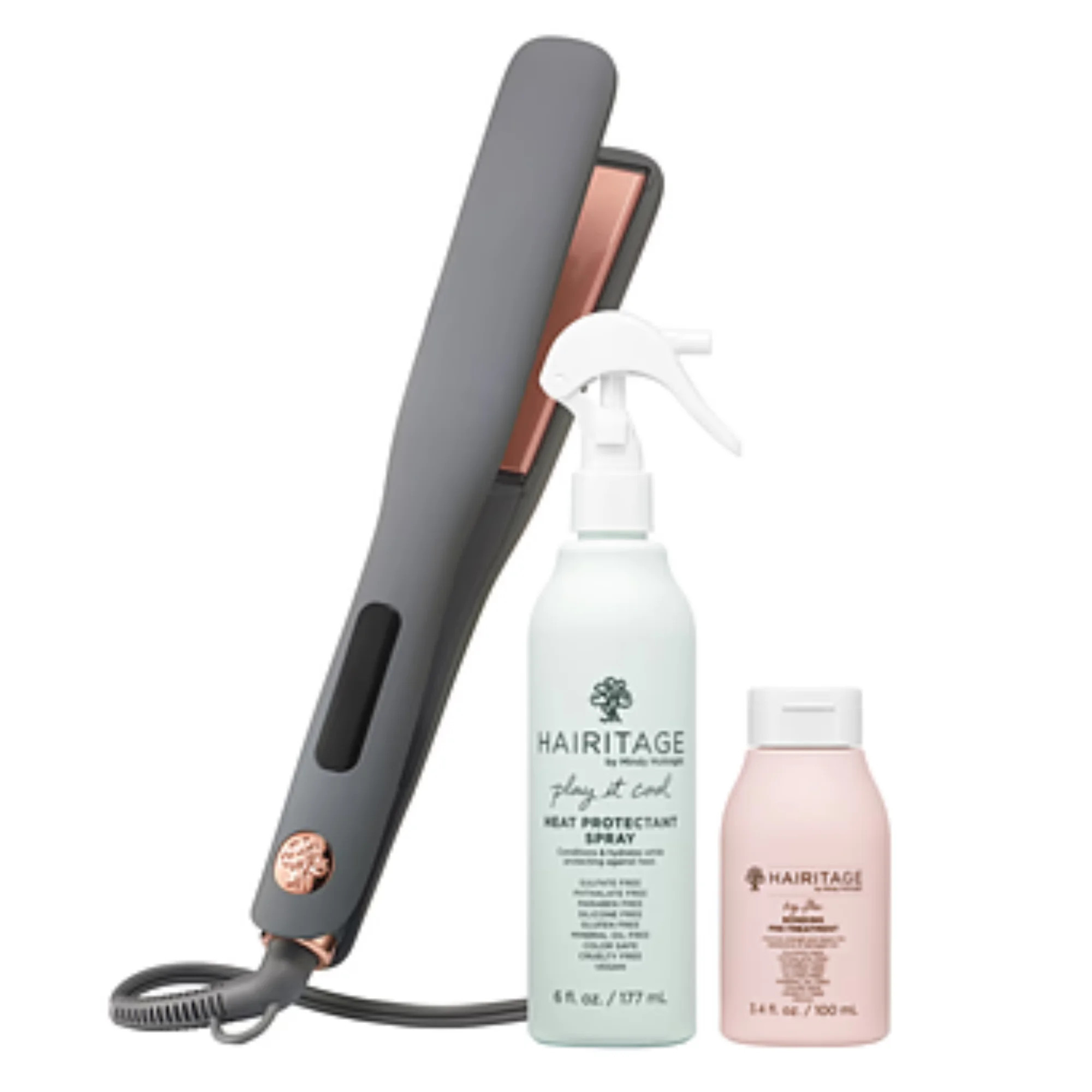 Hairitage Hair Tools Set: 1" Ceramic Tourmaline Hair Straightner / Flat Iron, Play It Cool Argan ... | Walmart (US)