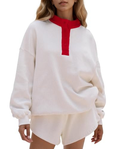 MSBESYOR 2 Piece Waffle Knit Matching Set For Women Oversized Lounge Sets | Amazon (US)