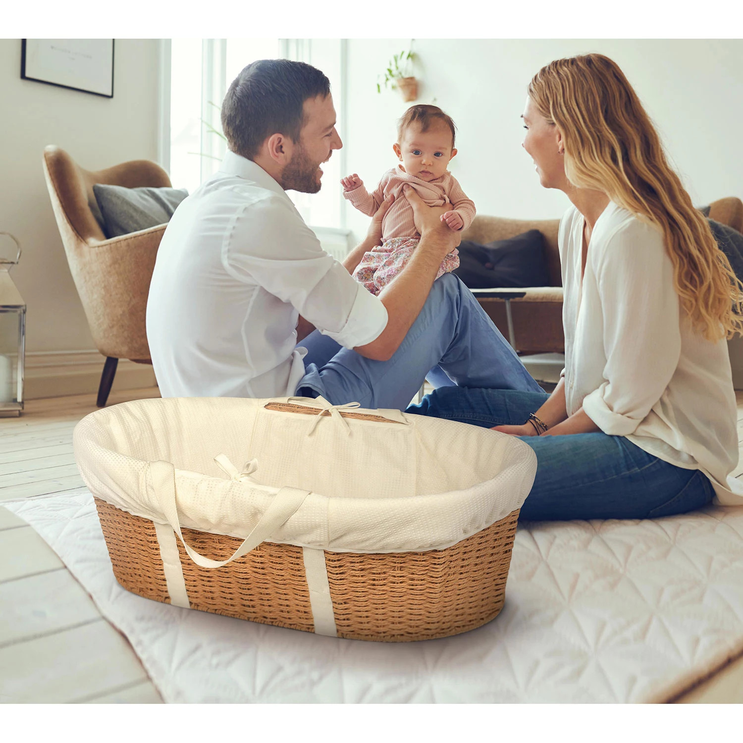 Badger Basket Wicker-Look Woven Baby Moses Basket with Bedding (Choose Your Color) | Sam's Club