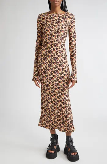 Collina Strada Yuri Leopard Floral Long Sleeve Crepe Dress | Nordstrom | Nordstrom