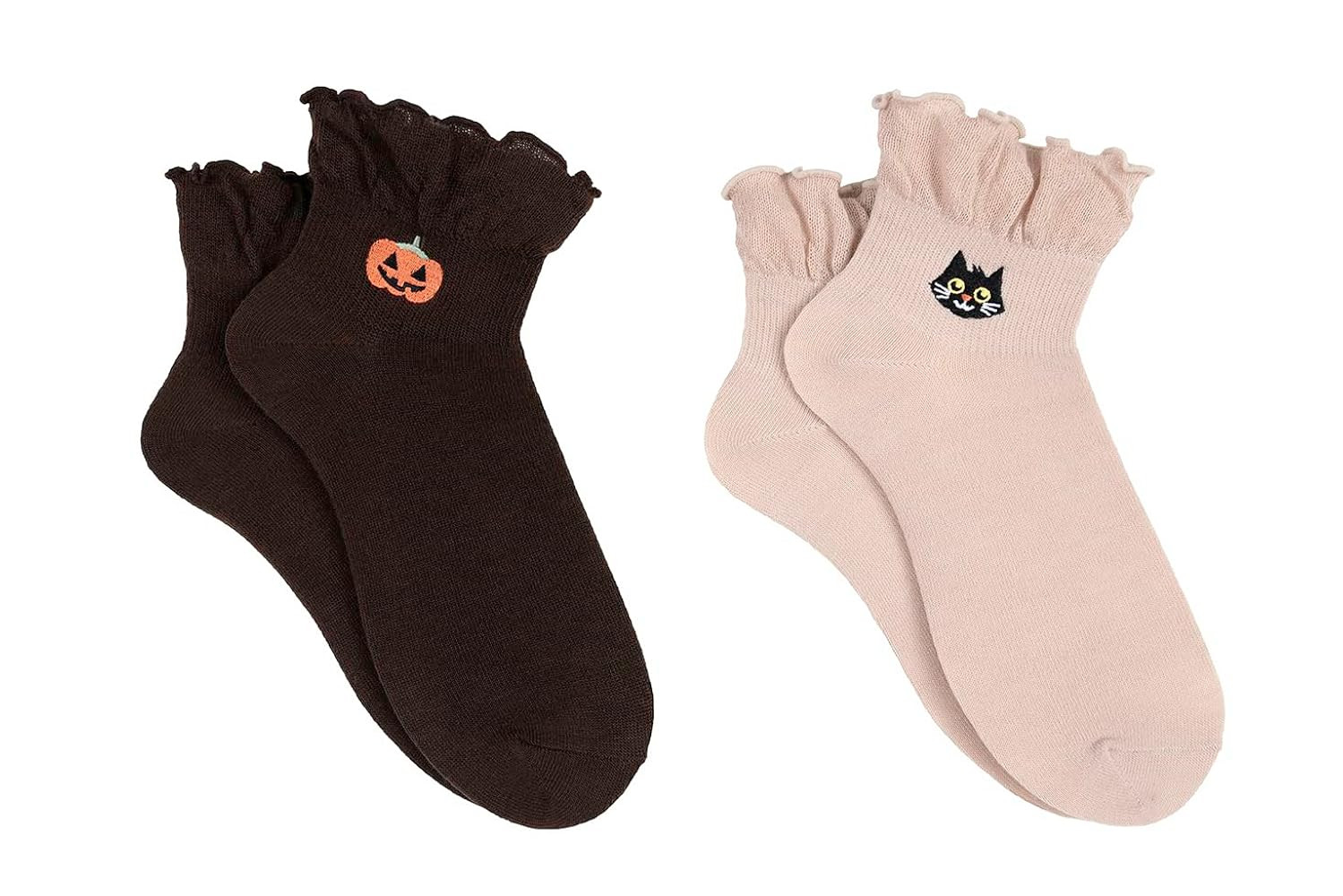 Sock House Co. Halloween Anklet Socks (2 Pair) - Pumpkin, Cat - Fits Ladies Shoe Size 4-10 | Amazon (US)