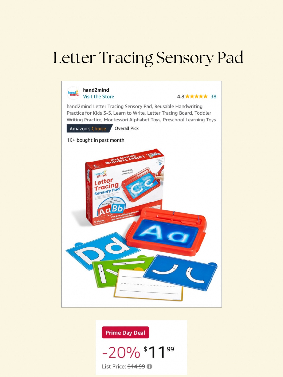 I think my 3 year old is going to love this once we start homeschooling again! It’s 20% off right now during the Amazon Prime Day sale! 


#LTKKids #LTKFamily #LTKFindsUnder50