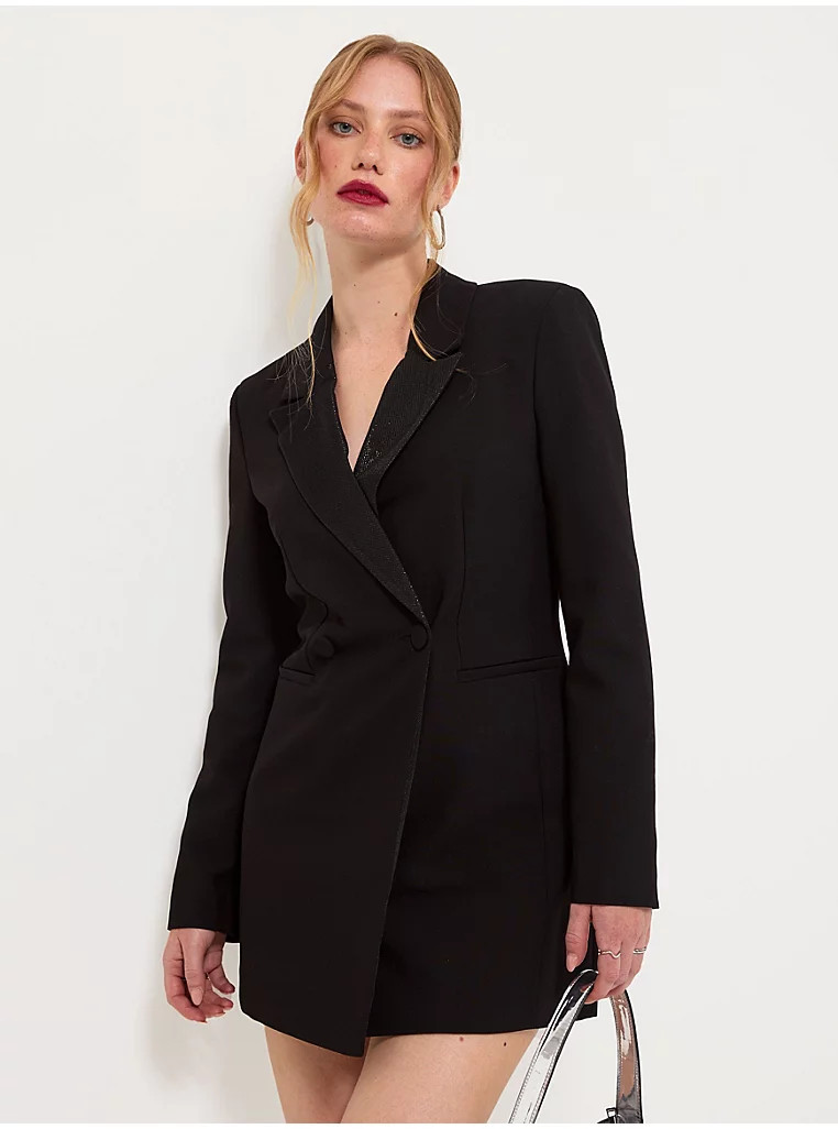 Black Sparkle Blazer Long Sleeves Mini Dress | George at ASDA
