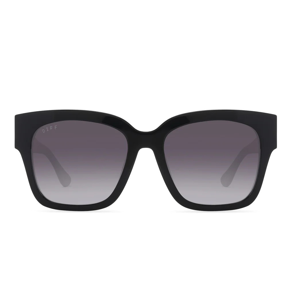 BELLA II - BLACK W/ COLORBLOCK TEMPLES + GREY GRADIENT POLARIZED SUNGLASSES | DIFF Eyewear