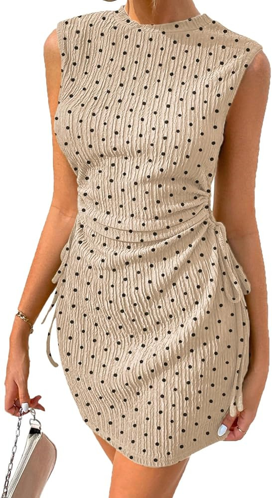 Acelitt Women's Summer Dresses 2025 Beach Casual Crewneck Loose Sundress Ribbed Cut Out Mini Dres... | Amazon (US)