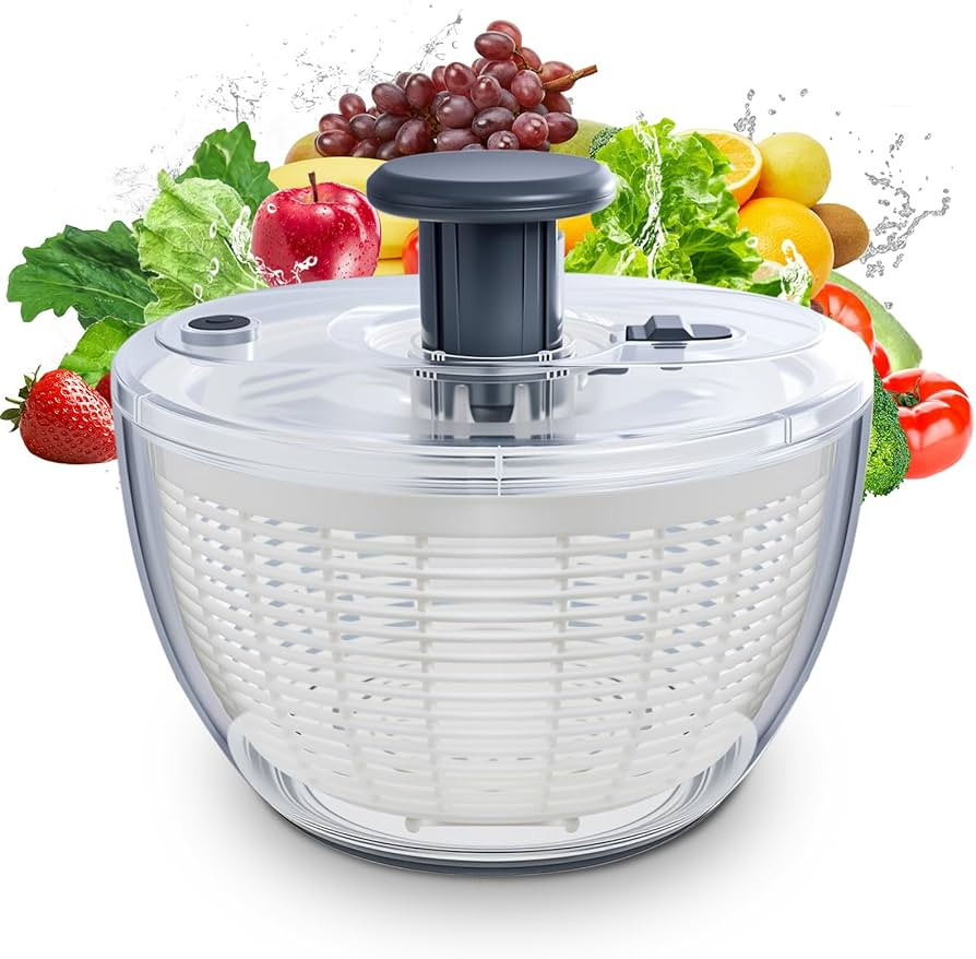 Salad Spinner Large, Fruit Washing Bowl with Strainer, Quick and Easy Use Lettuce Spinner, Fruits... | Amazon (US)