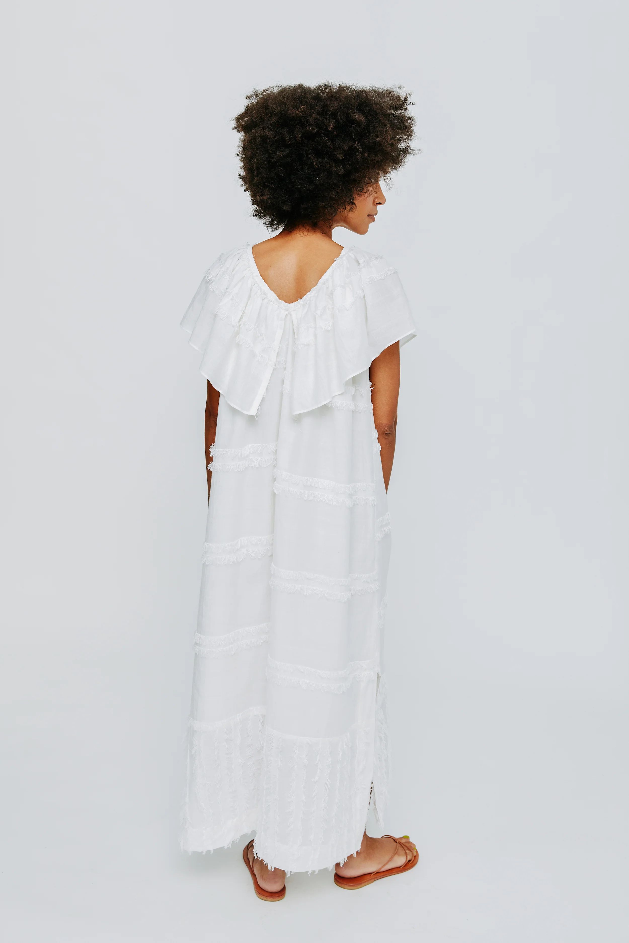 capri dress in white fringe - MIRTH | MIRTH