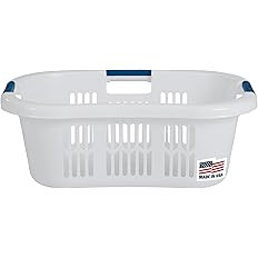 Rubbermaid Large Hip-Hugger Laundry Basket/Hamper, 1.5-Bushel, White, Stackable Storage Bin/Organ... | Amazon (US)