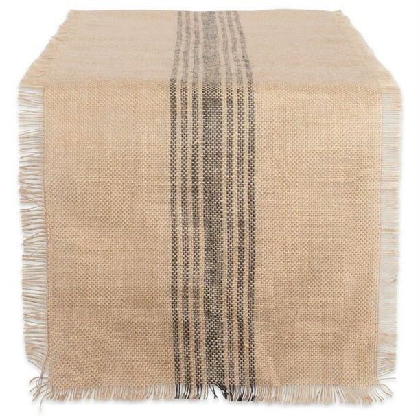 DII Mineral Middle Stripe Burlap Table Runner, 72 x 14", 100% Cotton | Walmart (US)