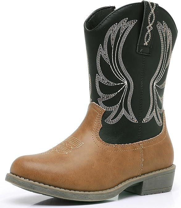 Apakowa Girls Cowboy Boots Side Zipper Cowgirl Boots Embroidered Western Style Toddler Little Kid... | Amazon (US)