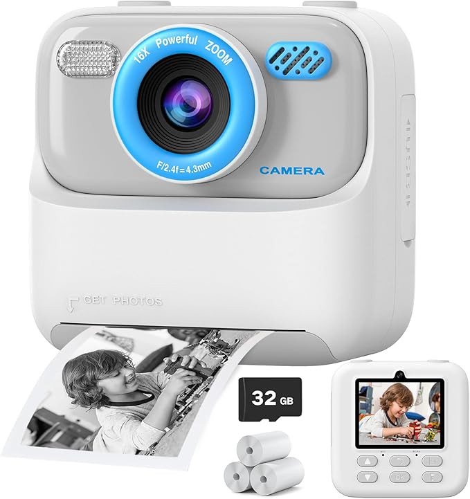 Kids Instant Digital Cameras for Boys and Girls, 1080P HD Dual-Lens Selfie Digital Camera with Pr... | Amazon (US)