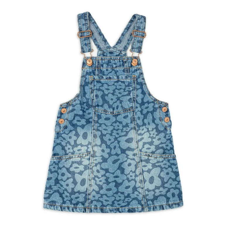 Wonder Nation Toddler Girls Floral Jumper, Sizes 2 Toddler-18 Months | Walmart (US)