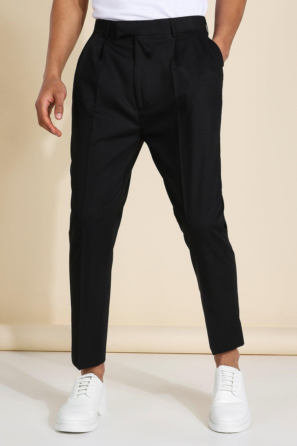 High Rise Tapered Crop Tailored Trouser | boohooMAN (US & Canada)