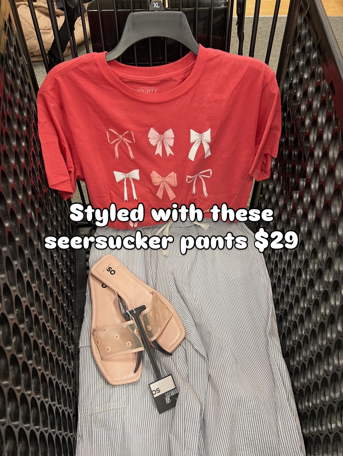 Cutest kohls graphic tee and seersucker pants outfit idea 