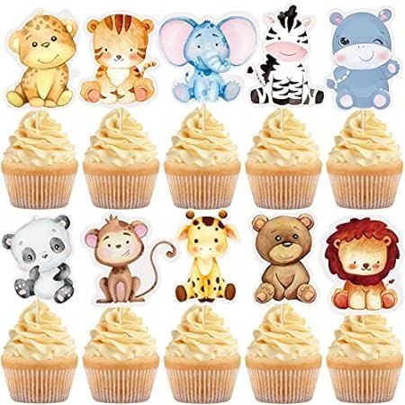 Baby Safari Jungle Animals Cupcake Toppers Forest Theme Birthday Party Supplies For Kids and Adults  | Amazon (US)