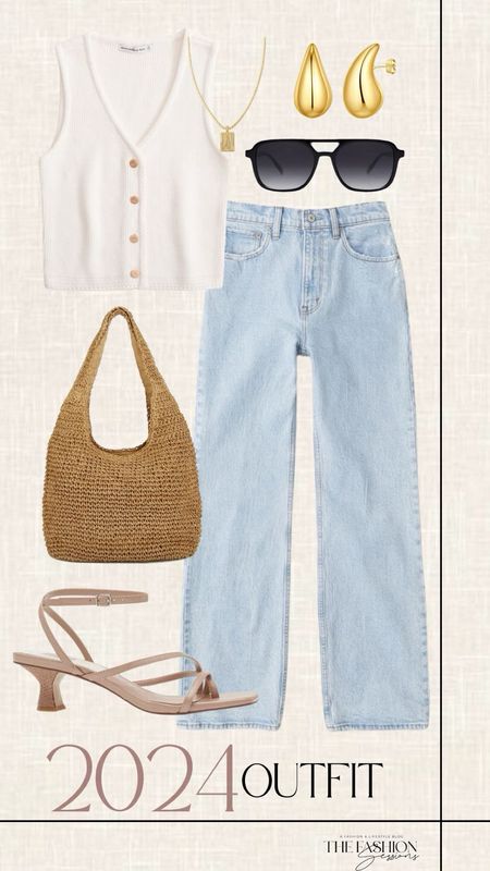 Spring Outfit | Jeans | Neutral Spring Outfit Ideas | Women's Outfit | Fashion Over 40 | Forties I Sandals | Gold | Blouse | Workwear | Accessories | The Fashion Sessions | Tracy