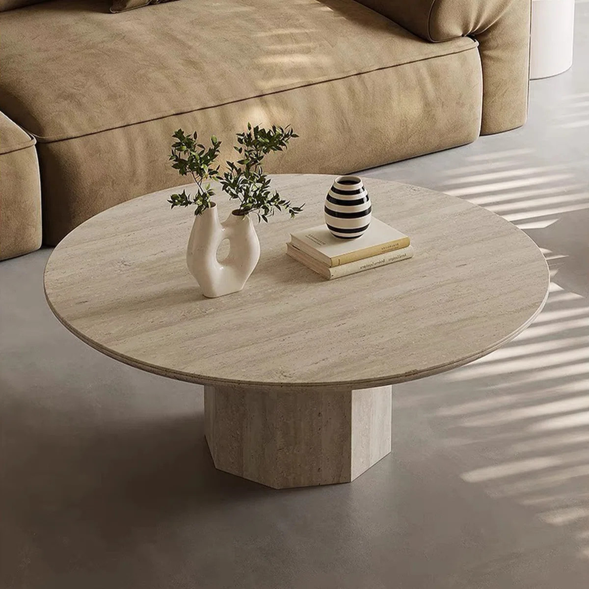 Hokku Designs 35.43" Sintered Stone Round Coffee Table,modern Table For Livingroom, Beige | Wayfa... | Wayfair North America