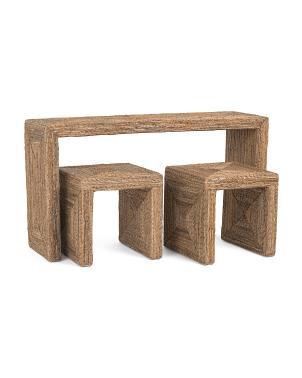 3pc Woven Console With Two Side Tables Set | TJ Maxx