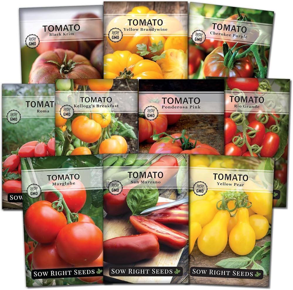 Sow Right Seeds - Tomato Seed Collection for Planting - 10 Varieties with Many Sizes, Shapes, and... | Amazon (US)