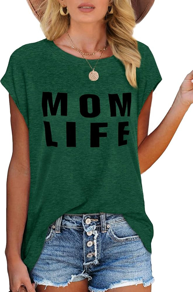 Womens T Shirts Round Neck Graphic Tees Short Sleeve Summer Tops Loose Fit | Amazon (US)